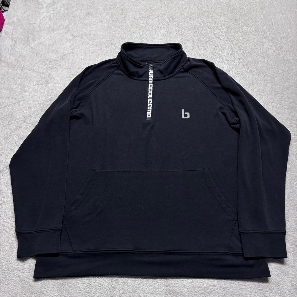 Burn Boot Camp Pullover Mens Large 1/4 Zip Black Performance Athletic Gym EUC